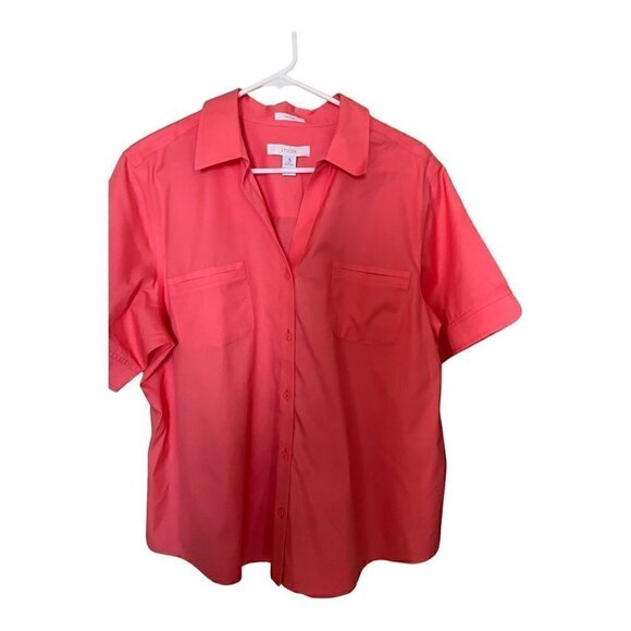 Chicos No Iron Short sleeved button Up ShirtSize Chicos 3 US Size XL/16 - Picture 1 of 7